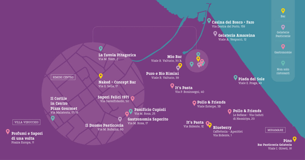 Mappa località e locali Rinascere che Che gusto c'è? - Rompi il silenzio Rimini